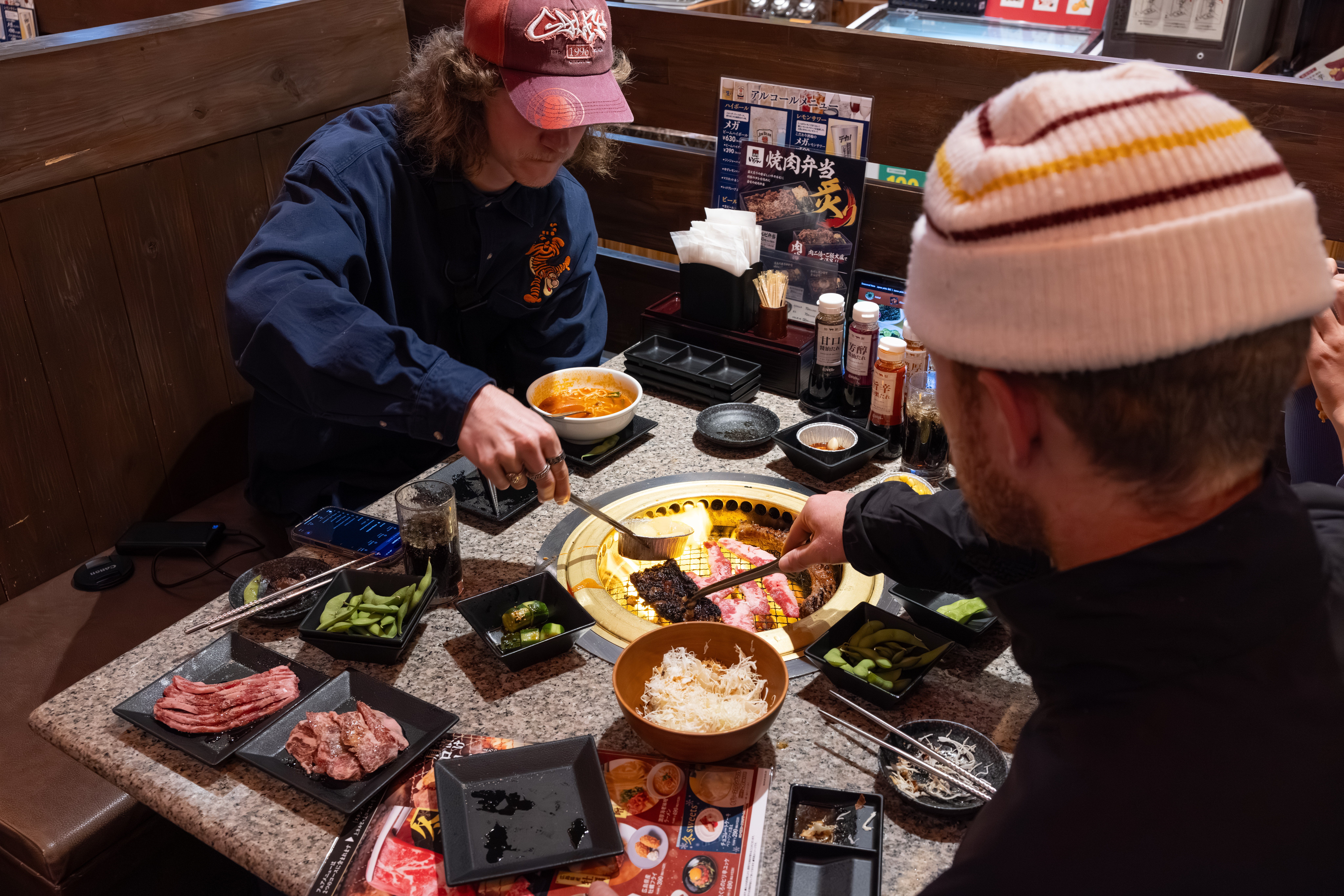 friends eating japanese bbq