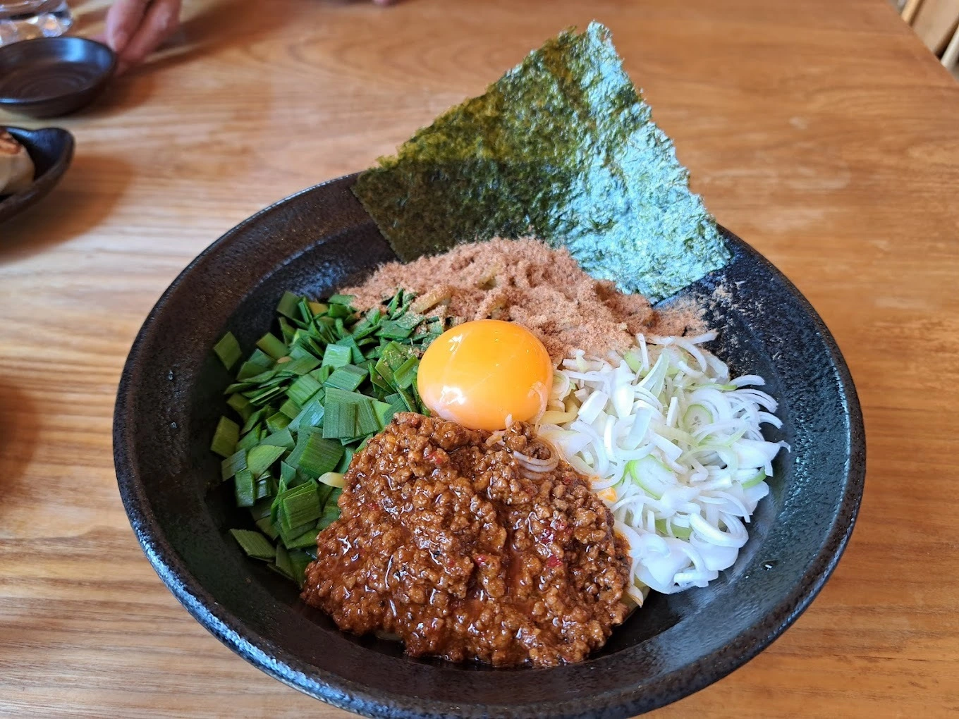 japanese ramen with pork onion and egg